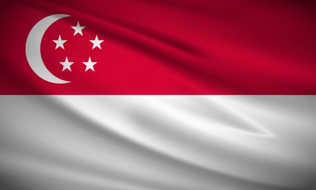 Singapore flags symbolizing strong trade relations, representing SLG Logistics' export services from the UK to Singapore.