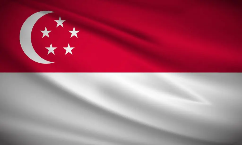 Singapore flags symbolizing strong trade relations, representing slg logistics' export services from the uk to singapore.